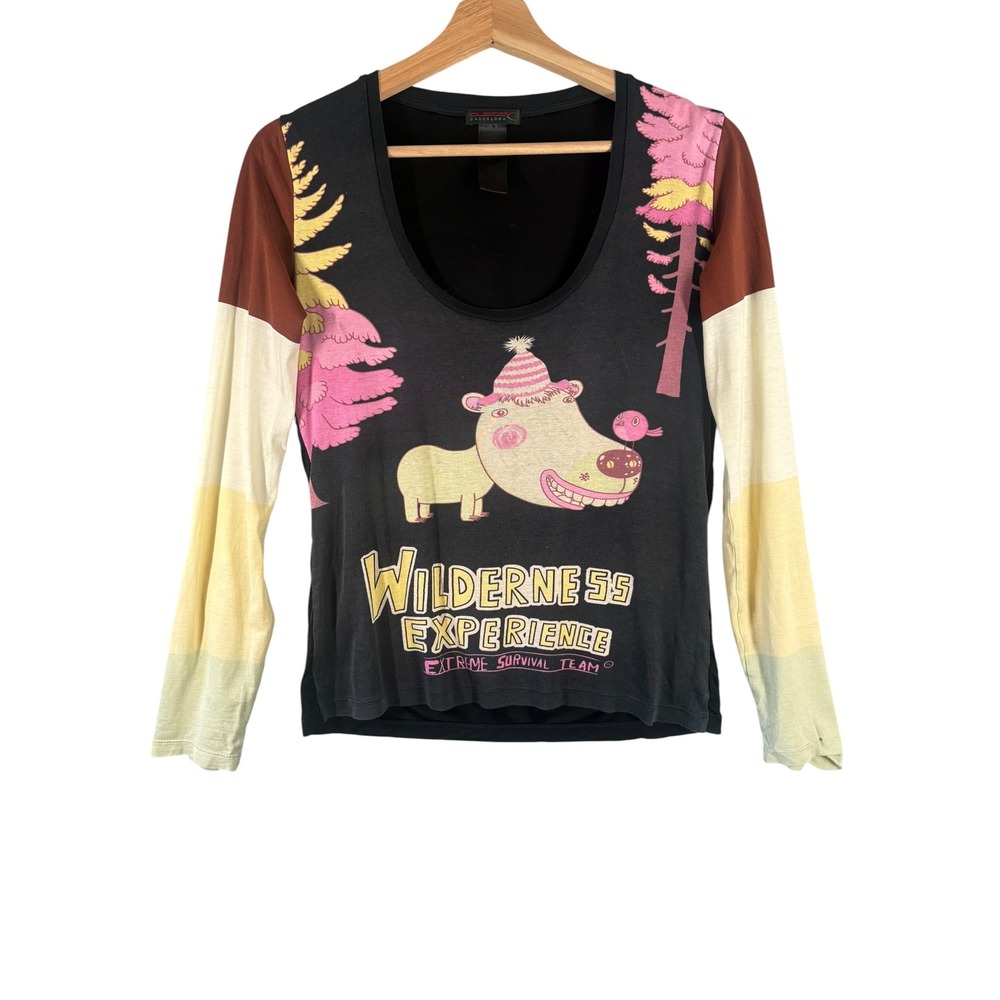 Vintage Y2K Custo Barcelona Long Sleeve Tee Graphic Animal Cartoon Mix Media M